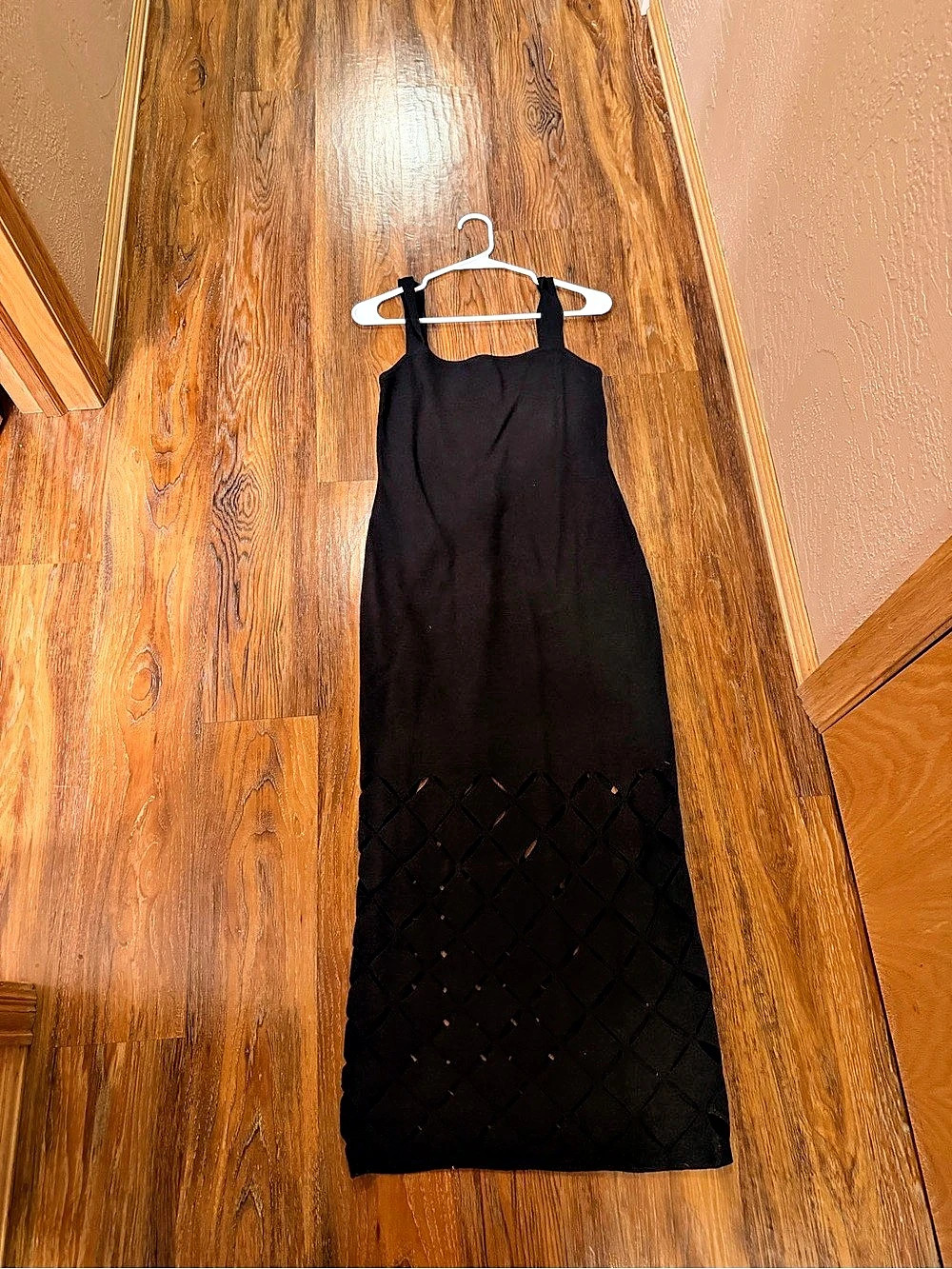 VICI Black Maxi Dress with Lattice Hem Black Large